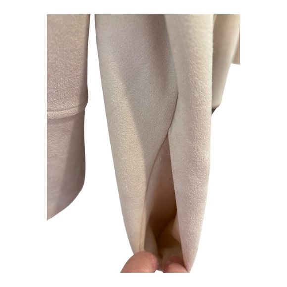 Zara Duster Coat Womens  XL Faux Suede Longline Open Beige Brown Colorblock Soft - Picture 5 of 7